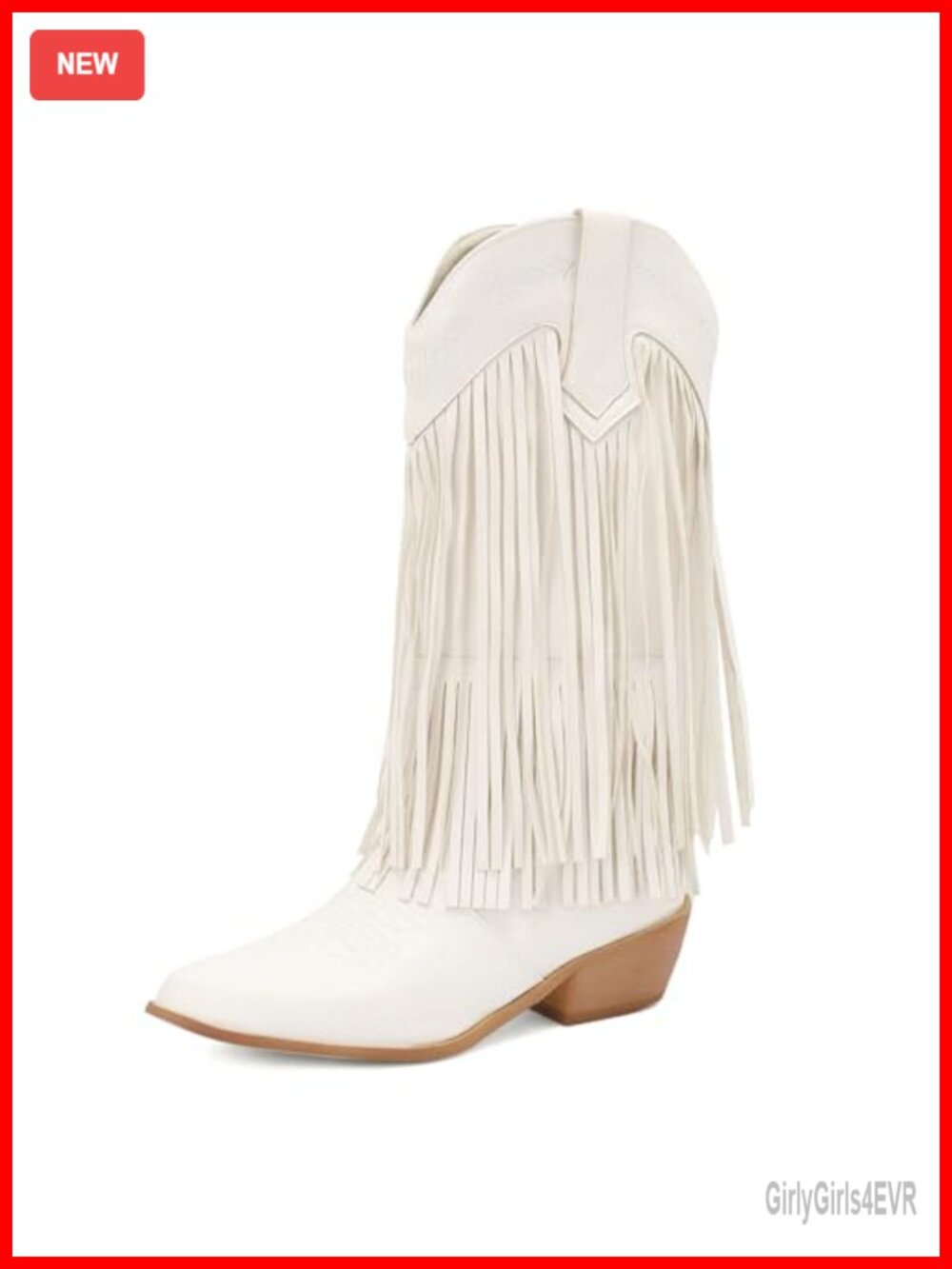 Women's Fringe Cowboy Knee High Boots Pointed Toe Tassel Block Heel Embroidery